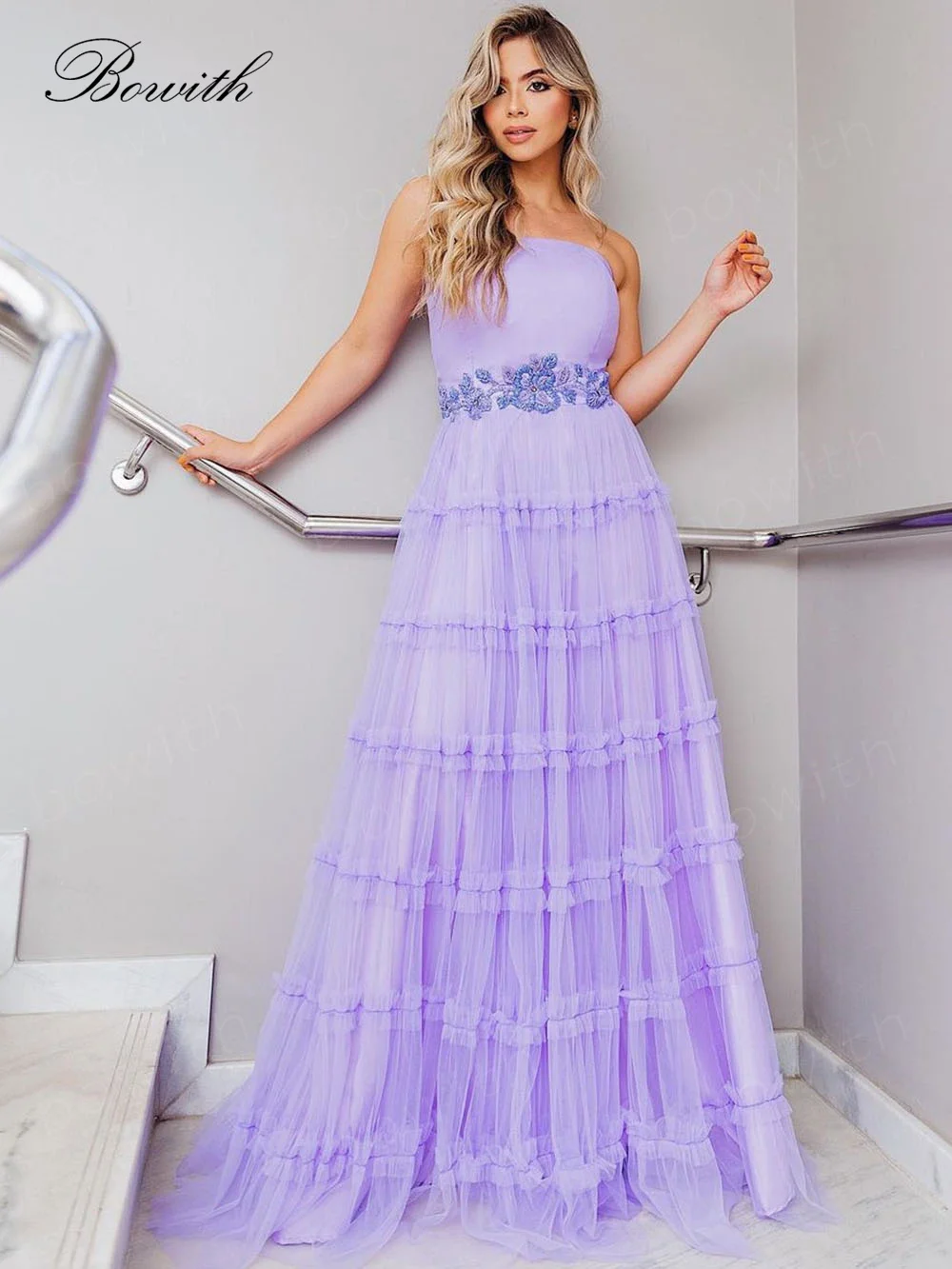 Bowith Linijos vakarinę Suknelę su Aplikacijos Diržo Elegantiškas Suknelės Moterims Prabangūs Suknelė Gala Šalies 2023 Oficialus Suknelė