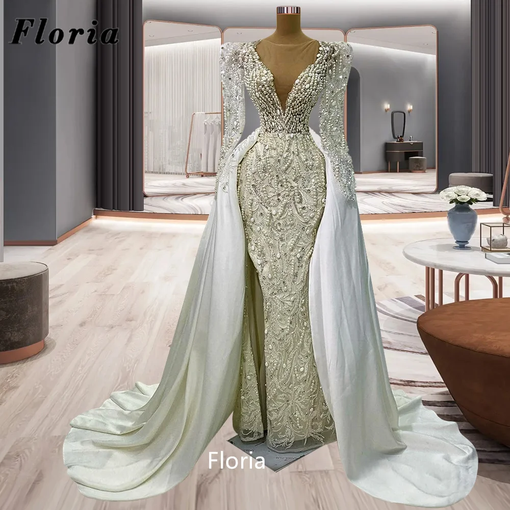Floria Artimųjų Rytų Baltų Ornamento Formavimas Prom Dresses Užsakymą V Kaklo Oficialų Vakarinę Suknelę Turkijos Dubajus Undinė Kristalų Vakarėlis
