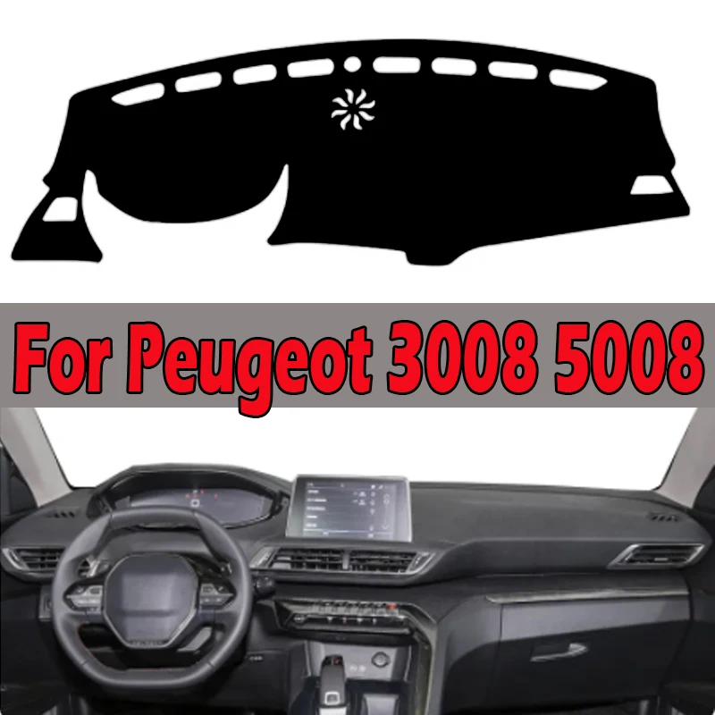 Automobilių Vidinis prietaisų Skydelio Dangtelis Peugeot 3008 5008 2017 - 2020 Auto Brūkšnys Kilimėlis Kilimų Saulės pavėsyje Dashmat Kilimas Pagalvėlė 2018 2019