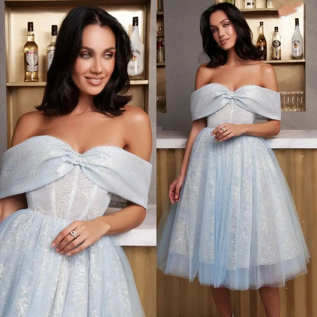 Dangus Mėlynas Trumpas Prom Dresses Moterims, Stilinga Nėrinių vakarinę Suknelę Brangioji Derliaus Kristalų Kokteilis Suknelė