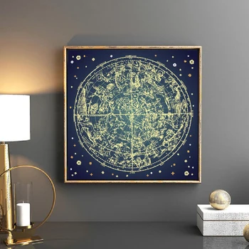 Šiaurės Žvaigždės Spaudinių Derliaus Zodiako Žvaigždyne Plakatas Sienos Meno Tapybos Drobės Nuotraukos Kambarį Namo Sienų Dekoras  4