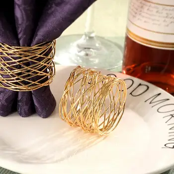 Prabanga pisuarai Elegantiškas Metalo Servetėlių Žiedai, Vestuvių Šalies Stalo Apdailos Rinkinys 6 Aukso Vielos Apvijos, Viešbutis  10