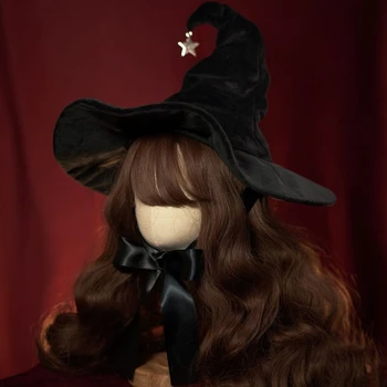 Helovinas Ragana Skrybėlę Subtilus Ragana Skrybėlės Maskuotis Išskirtinį Star Suaugusiųjų Cosplay Kostiumų Priedų  10