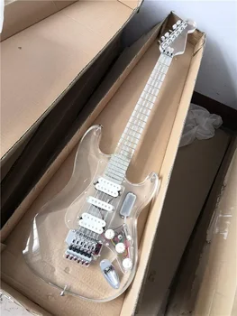nemokamas pristatymas Custom Shop full led tremolo skaidrus gitara akrilo elektriniai rankų darbo custom elektrinė gitara  10