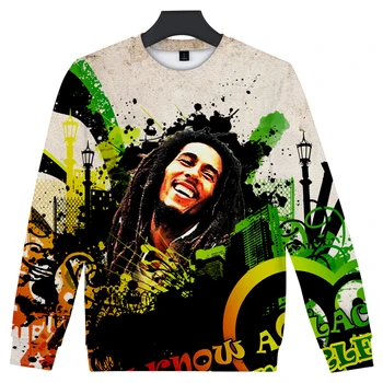 2021 Bob Marley Hip-Pop-O-kaklo Palaidinukė Harajuku Mielas Outwear Aukštos Kokybės Megztinis Rudenį, Žiemą 3D Atspausdintas Drabužiai  5