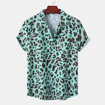 Seksualus Leopardas Spausdinti Mens Havajų Marškinėliai 2023 Vasarą Naujas Trumpas Seleeve Quick Dry Paplūdimys Marškinėliai Vyrams Atostogų 
