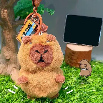 Realus Capybara Pliušinis Raktų Žiedas Žaislas Anime Purus Iškamša Paketų Prižiūrėtojų Raktinę Mielas Capybara Pliušinis Keychain Pakabukas Raktams, Kuprinė  5