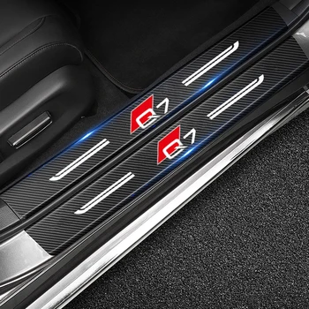 Automobilio Slenksčio Juosta Anglies Pluošto Durų Slenksčio Raštas Lipdukas Stilius Audi Q7 Logotipą, bagažo skyriaus Durys, Bamperis Guard Apsauginėmis Juostelėmis  5