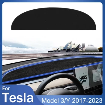 Top Flanelė prietaisų Skydelio Dangtelį Padas Tesla Model 3 Y skėtį nuo saulės Raštas Anti-UV Brūkšnys Mat Saulė-ant neslidžia Automobilių Reikmenys  5