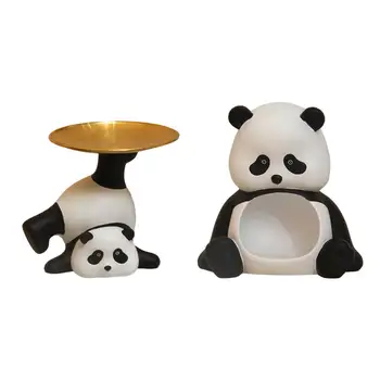 Panda Statulėlės Stalas Saugojimo Dėklas Mielas Dervos Gyvūnų Skulptūros Saldainiai Patiekalą už Stalo gyvenamojo Kambario, Biuro, Miegamojo Namų Puošybai  10