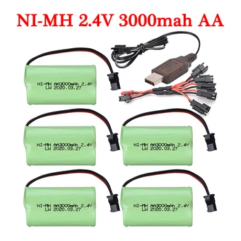 2.4 V 3000mah NIMH Baterijos RC Žaislai Su USB kroviklis, Skirtas Nuotolinio valdymo lenktynių sunkvežimis bakas Valtis robotas 2.4 V Įkrovimo Baterija (akumuliatorius  10
