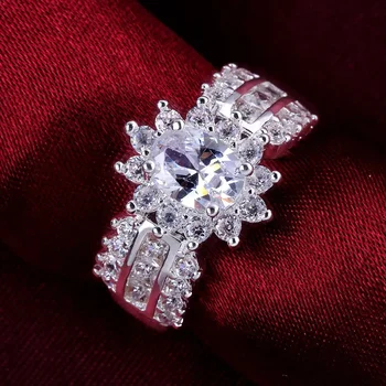 Karšto 925 Sterlingas Sidabro tauriųjų moissanite deimantų žiedai Moterų Mados Šalis vestuvių Papuošalai Mergina prabanga Žavesio Atostogų dovanos  5