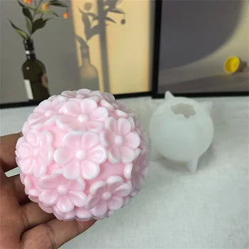 3D Didelės Gėlių kamuolys Silikono Žvakių Liejimo Epoksidinių 