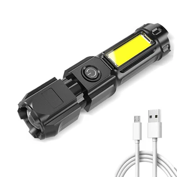 LED Įkraunamas Žibintuvėlis Mini Nešiojamą Zoomable Žibintuvėlis Didelio Šviesos srauto Kempingas Šviesos su 3 Šviesos Režimai Pagalbos  5