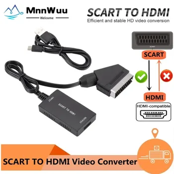 MnnWuu 1080P SCART HDMI suderinamus Vaizdo Garso Keitiklis su USB Kabelis, HDTV Dangaus Langelį DVD Televizijos Signalo Konverteris Upscale  0