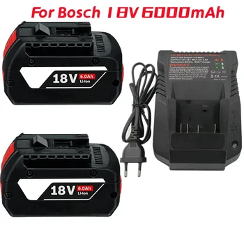 1-3PSC 18V Akumuliatorius Bosch GBA 18V 6.0 Ah Ličio BAT609 BAT610G BAT618 BAT618G 17618-01 BAT619G BAT622 SKC181-202L +kroviklis  5