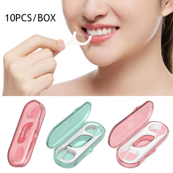 10vnt/Box Siūlas dantų krapštuką Nustatyti, Plastikiniai Tarpdančių Šepetėliu Daugkartinio naudojimo Dantų Siūlas Nešiojami Dantų Flosser Švaresnis Su Saugojimo Atveju  5