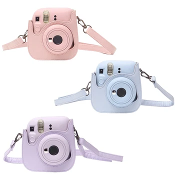 Fotoaparato Krepšys Fujifilm MINI12 Mini Kamera Su Peties Dirželis PU Odos Minkštas Silikoninis Dangtelis Krepšys  5