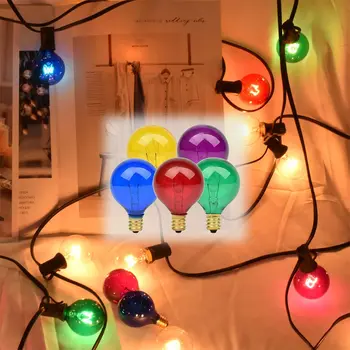 25FT RGB G40 Pasaulyje Lemputė String Žibintai 23Socket Vandeniui Grandinės, Apšvietimas, Dekoratyviniai Pasakų, šviesos, Lauko, Sodo Kalėdinė Girlianda  5