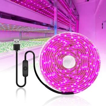 USB Augti LED Juostelės 5V Visą Spektrą Fito Lempos efektą Sukeliančių Gėlių Daigai Auga Palapinė Hydroponic 1M 2M 3M Augalų Auginimo Šviesos  10