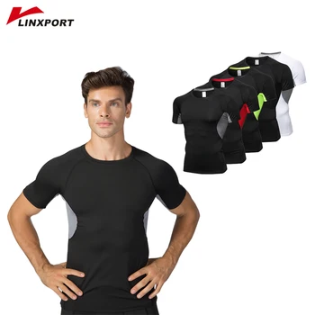 Vyras Bėga Trumpas Marškinėliai Quick Dry Tracksuit Raumenų Mokymo Marškinėlius Kvėpuojantis Sporto Drabužių Suspaudimo Striukė Vyrų Fitneso Viršūnės  1
