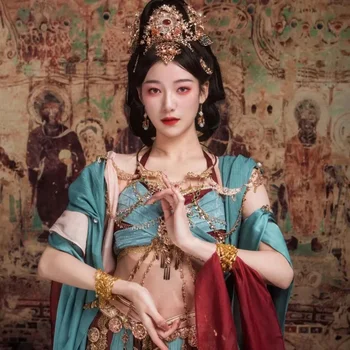 Han Kostiumas Moterų Skrydžius Į Vakarų Regionuose Princesė Senovės Han Kostiumas Egzotiška Gamta Fotografijos Chinoiserie Stiliaus Šokių Suknelė  10