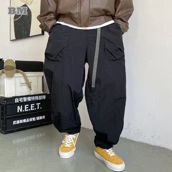 Amerikos Tendencija Hip-Hop Baggy Kelnės Vyrams Drabužius Harajuku Atsitiktinis Palaidų Krovinių Kelnės Korėjos Streetwear Juodos Spalvos Vyriškos Kelnės  5