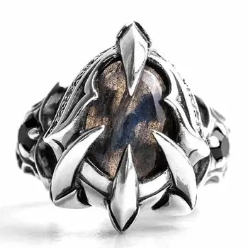 Asmenybės Dragon Claw Juoda Akmens Žiedas Vyrams Valdinga Gyvūnų Piršto Sužadėtuvių Žiedą Vestuvinį Žiedą, Šaliai, Papuošalai  10