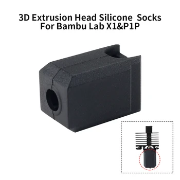 Silikono Kojinės Bambu Lab X1 P1P Blokuoti 3D Spausdintuvas Hotend Ekstruderiu Aukštos temperatūros Nusidėvėjimui atsparaus Juodo Silikono Rankovėmis Padengti  10