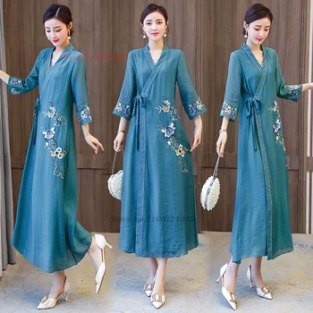 2024 m. derliaus qipao vestido retro cheongsam kinų suknelė tradicinių šifono suknelė kinijos elegantiškas šalis suknelė rytų qipao  10