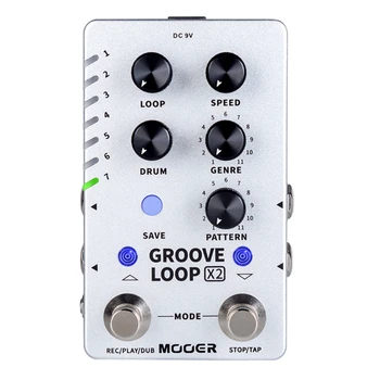 MOOER Groove Linijos X2 Stereo Looper Pedalas Su 14 Išsaugokite Lizdai Drum Machine Pedalas 10 minučių Pajėgumas Per Kelio 121 Skirtingų Būgno  10