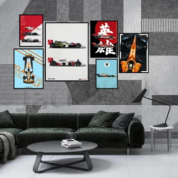 Naujas F1 Lenktynių automobilio Vairuotojas Automobilio Modelio Parašą Animacinių filmų Apdailos Plakatas Home Art Deco Drobės HD Spausdinti Plakato BYY179  10