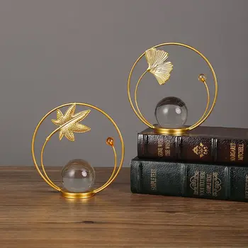 Metalo lapų formos crystal ball, kūrybos lempos, prabangus, modernus, namuose, gyvenamojo kambario, biuro, studijos, darbastalio apdaila, dovana  10