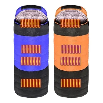 Kempingas Šildomos miegmaišį 4 Zonų USB Šildomos 5V/2A Power miegmaišį 3 Pavara Temperatūra Reguliuojama Sutirštės Medvilnės Miego Maišas  5
