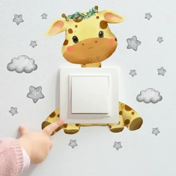 Mielas Žirafa Turėti Dramblių Star Jungiklis Lipdukas Vaikas Kūdikio Miegamojo Puošmena lipnios Namų Dekoro Tapetai Vaiko Sienos Lipdukai  4