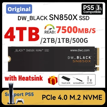 Vakarų Originalus DW SN850X 1 TB 2TB SSD NVMe Gen4 PCIe M. 2280 2 PCIe 4.0X4 Ratai Vidinio Kietojo Disko PS5 Desktop Laptop  5