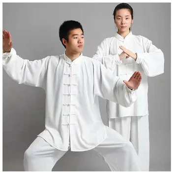 Kung Fu Vienodas Tradicinės Kinų Apranga Ilgas Rankovėmis Wushu TaiChi Vyrų KungFu Vienodos Uniformos Kostiumas Tai Chi Mankšta Drabužiai  10